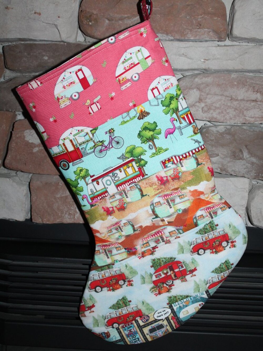 Handmade Camping-Theme Christmas Stocking
